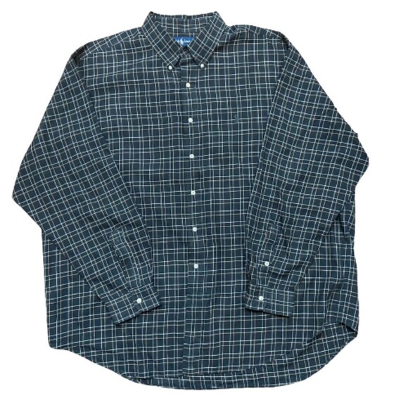 Polo Ralph Lauren Vintage 90s Big & Tall Checkered Black Tan Button Up Shirt XXL - Picture 1 of 7